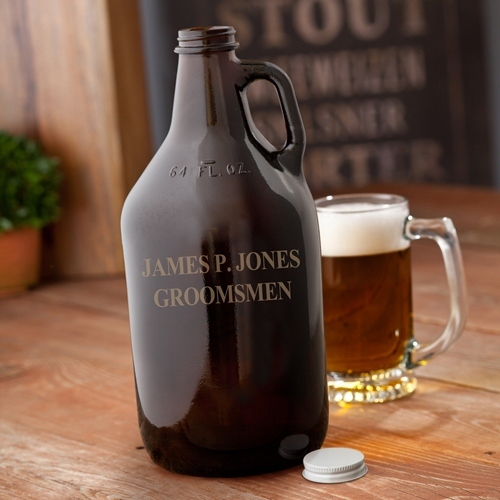 Personalized 64oz Amber Beer Growler