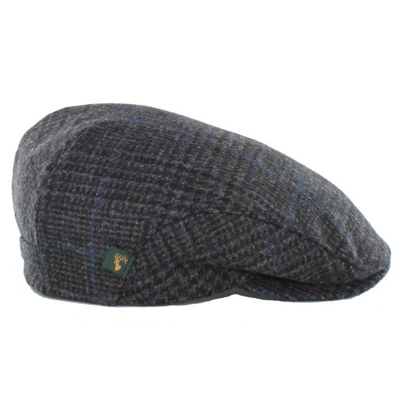 Charcoal & Blue Houndstooth Trinity Irish Wool Cap