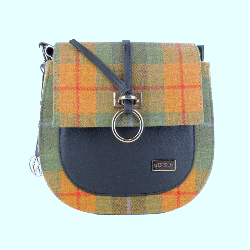 Irish Wool & Leather Grace Handbag – Yellow Green Plaid