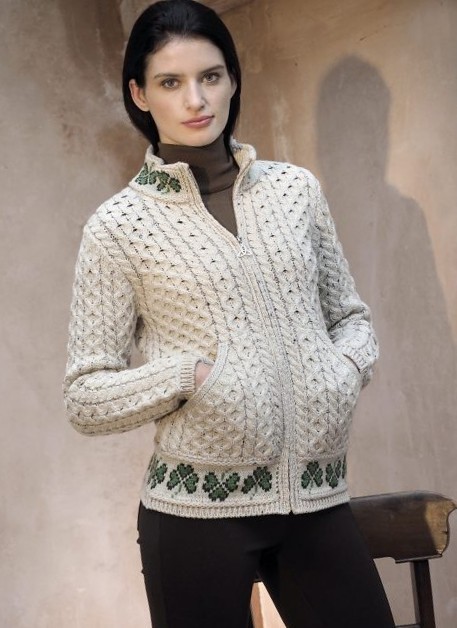 Shamrock Zipper Sweater ~ Made in Ireland