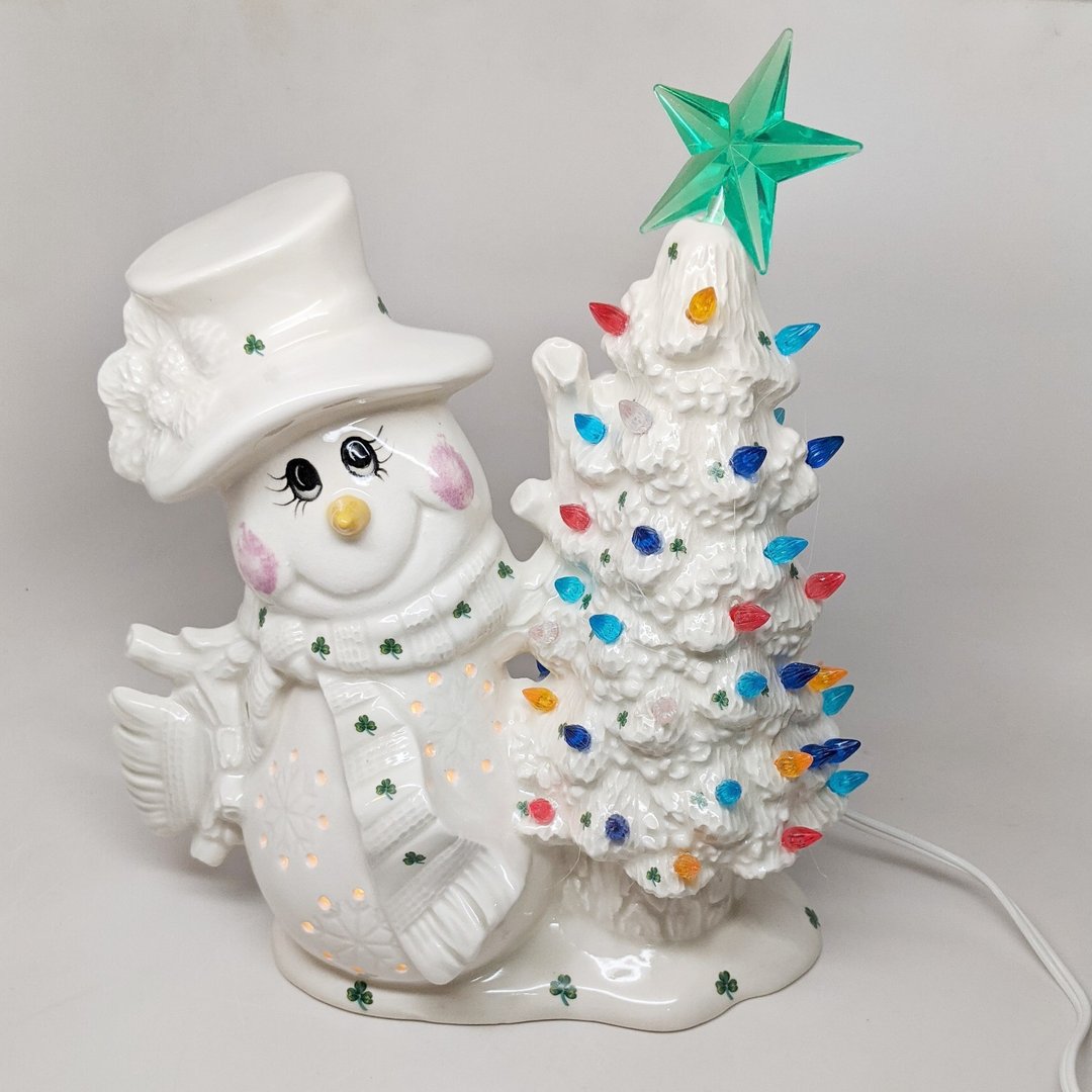 Light Up Snowman Holding Christmas Tree