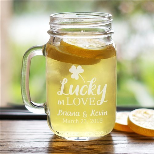 Personalized Lucky In Love Mason Jar