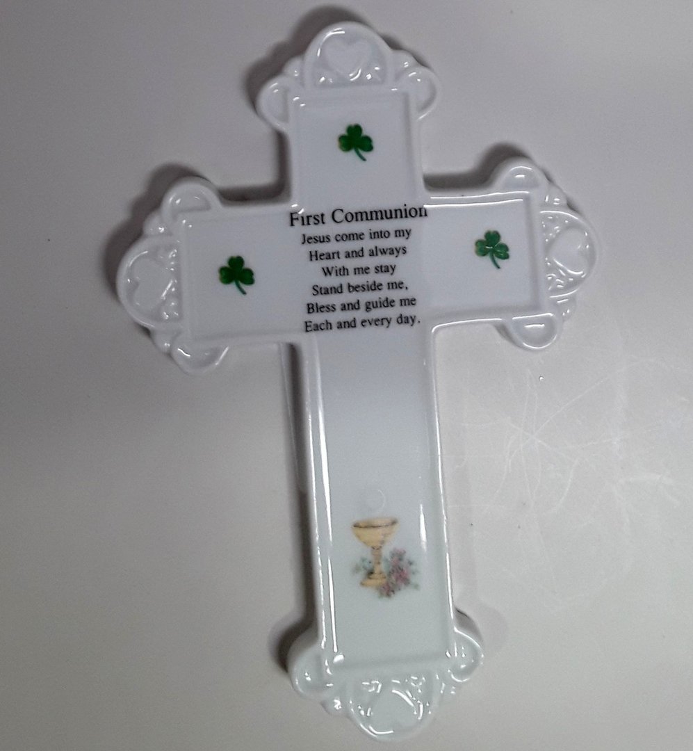 Shamrock Irish Communion Prayer Cross