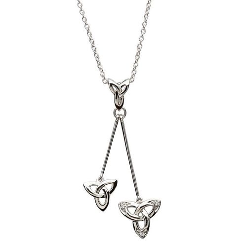 Celtic Trinity Knot Stone Set Dangle Necklace