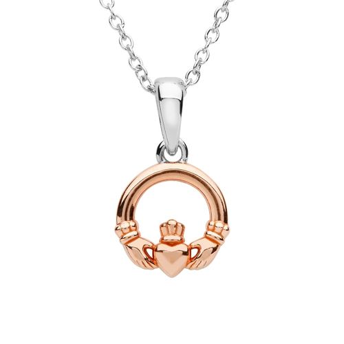 Claddagh Pendant Sterling Silver & Rose Gold