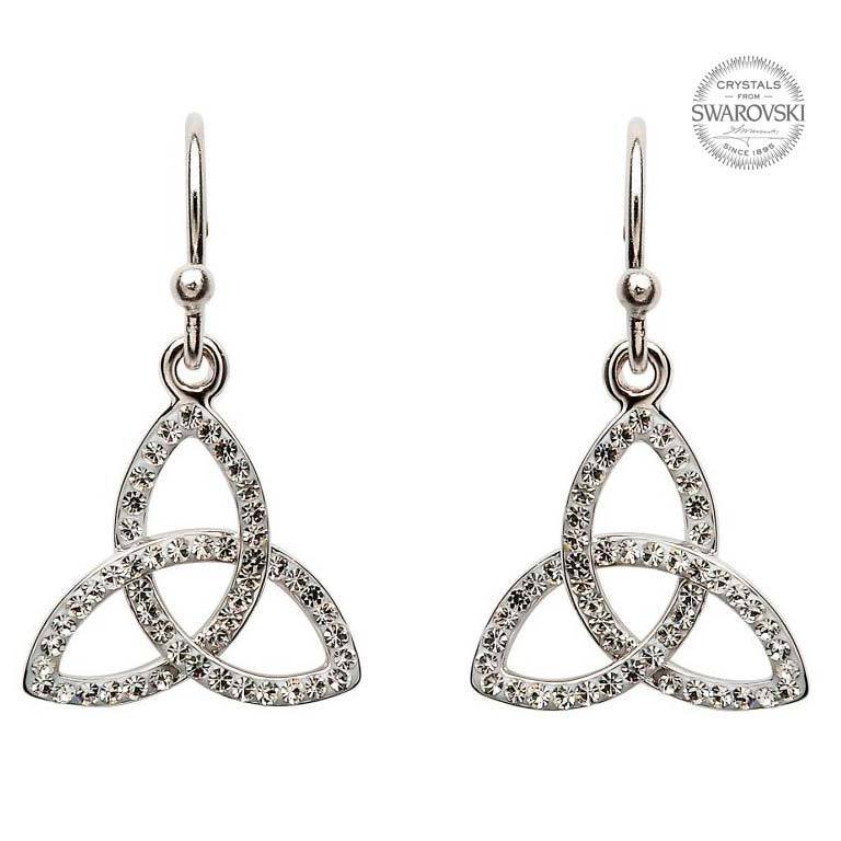 Trinity Knot Earrings Silver &amp; Swarovski Crystals