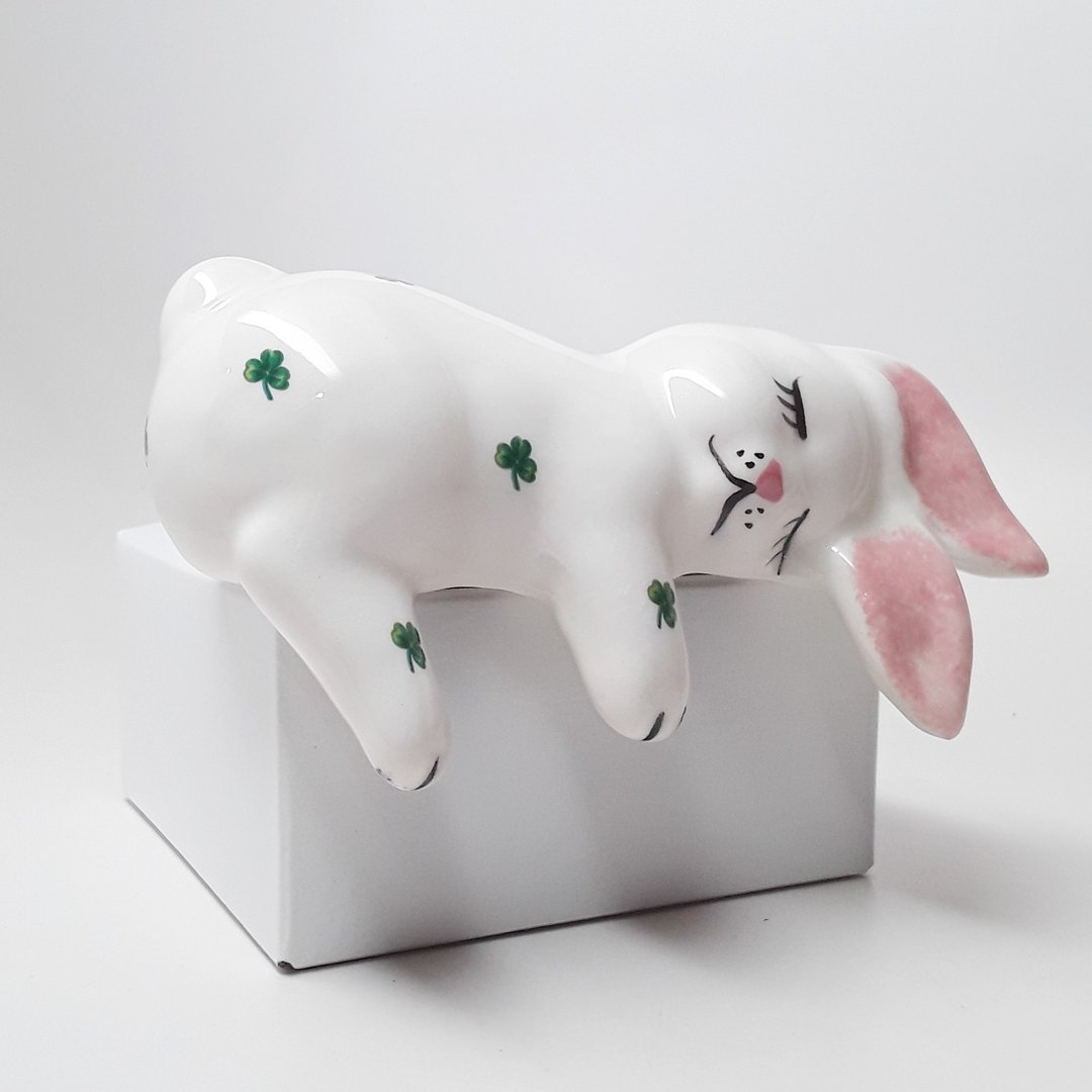 Small Irish Bunny Ceramic Shelf Animal