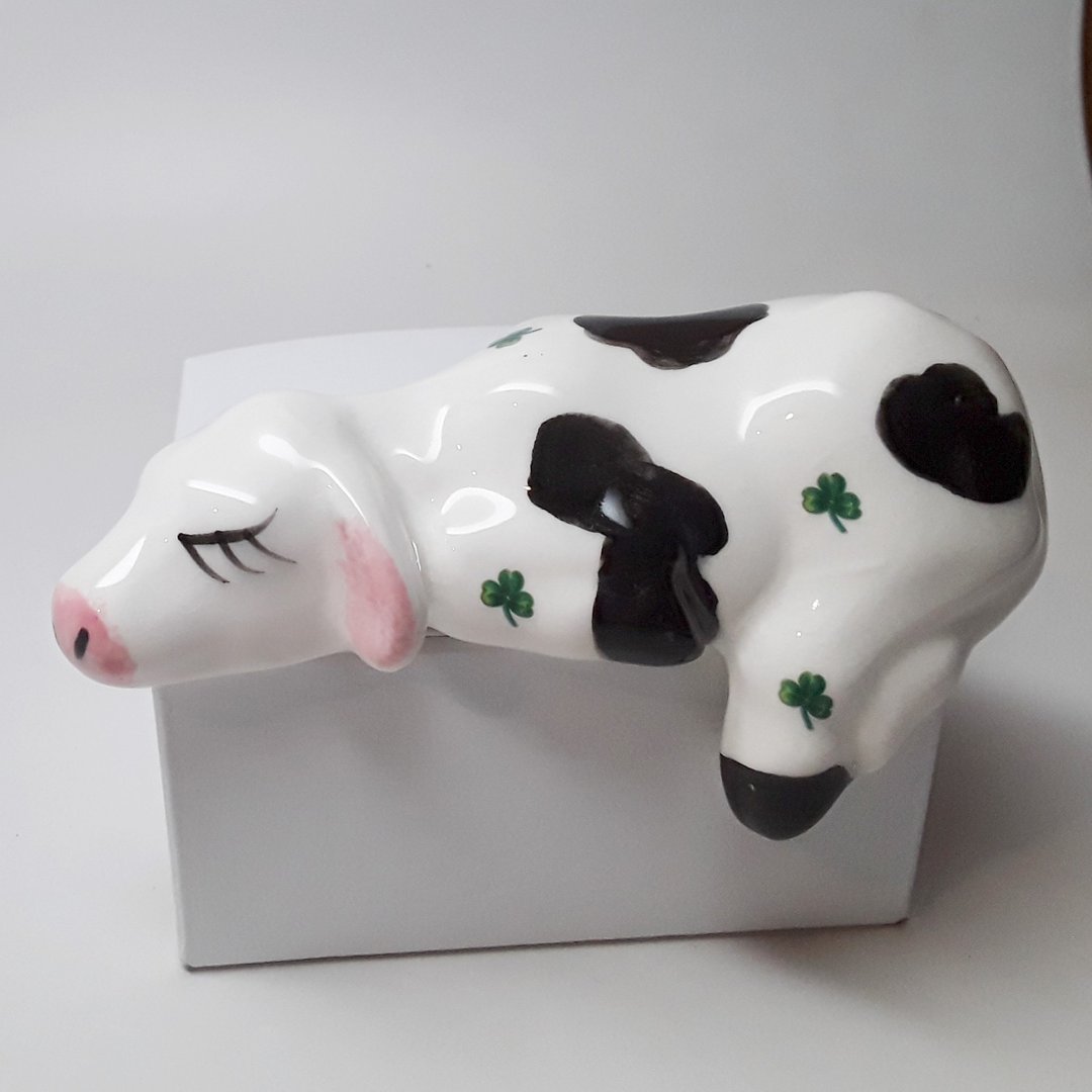Small Cow Shelf Animal with Shamrocks
