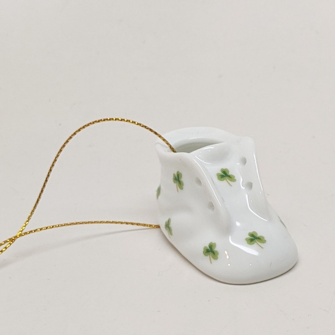 Shamrock Ceramic Baby Shoe Ornament