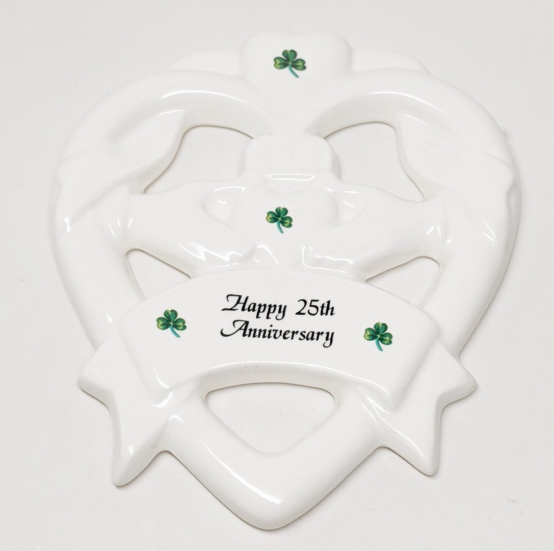 25th Anniversary Claddagh Wall Plaque ~ Ceramic