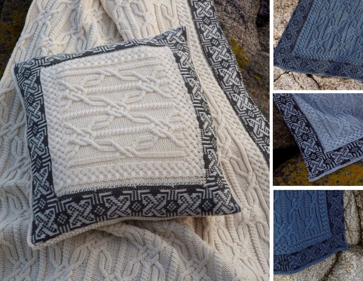 Knitted Soft Irish Wool Jacquard Blanket ~ 4 Colors