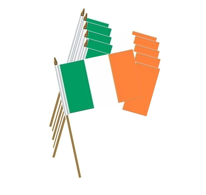 4 X 6 Inch Handheld Ireland Flags ~ Set of 6