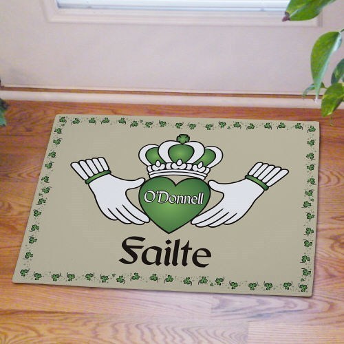 Failte Irish Welcome ~ Personalized Claddagh Floor Rug or Doormat