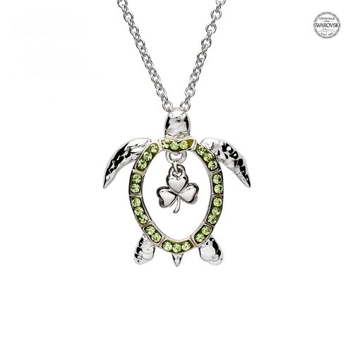 Shamrock Turtle Necklace Peridot Swarovski® Crystals