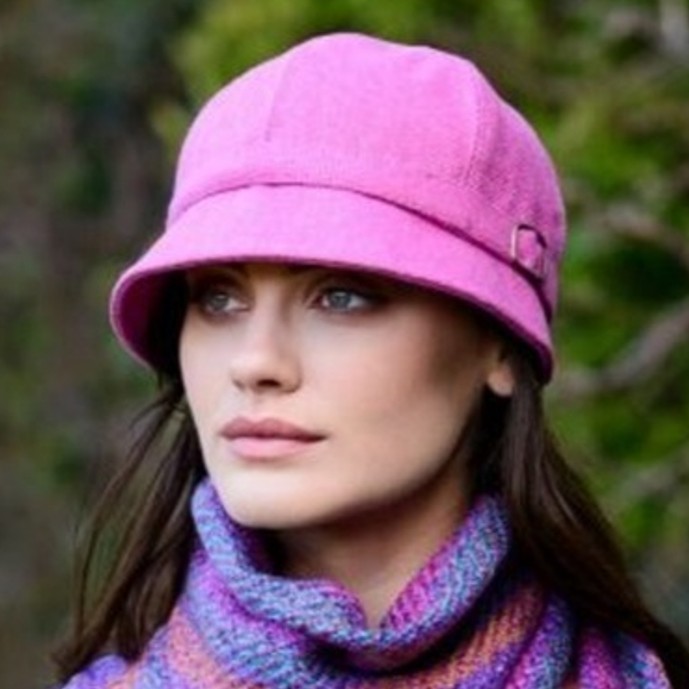 Mucros Weavers Pink Herringbone Wool Flapper Hat