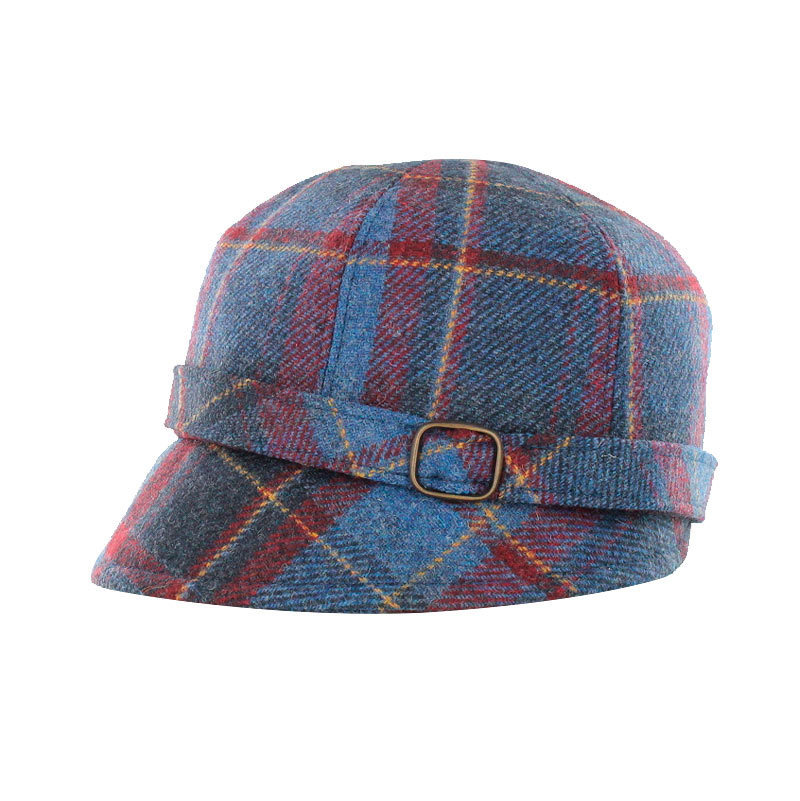 Mucros Weavers Red & Blue Pleaid Wool Flapper Hat