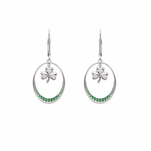 Shamrock Sparkling Green Oval Drop Earrings