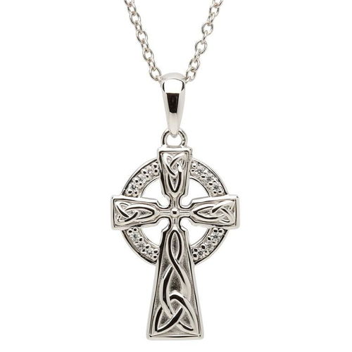 Delicate Trinity Knot Sterling Silver Celtic Cross