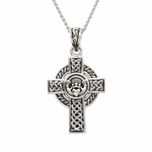 Sterling Silver Claddagh Celtic Cross