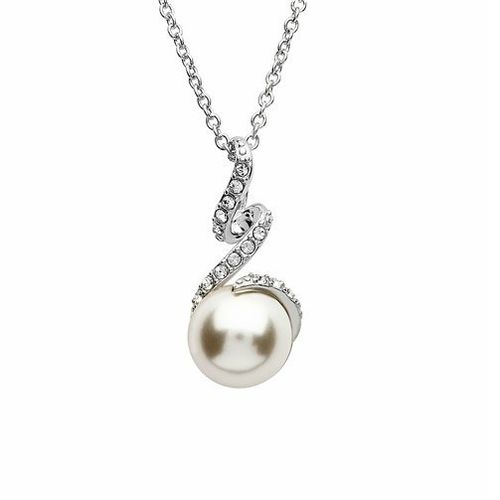 Pearl & Crystal Swirl Necklace ~ Shanore Ireland