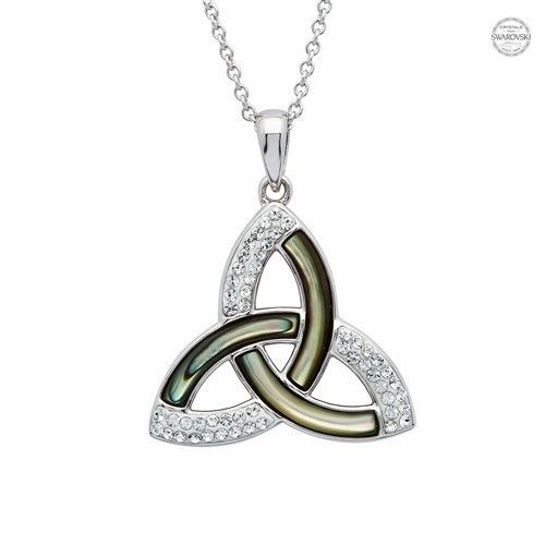Abalone & Crystal Trinity Necklace ~ ShanOre Sterling Silver
