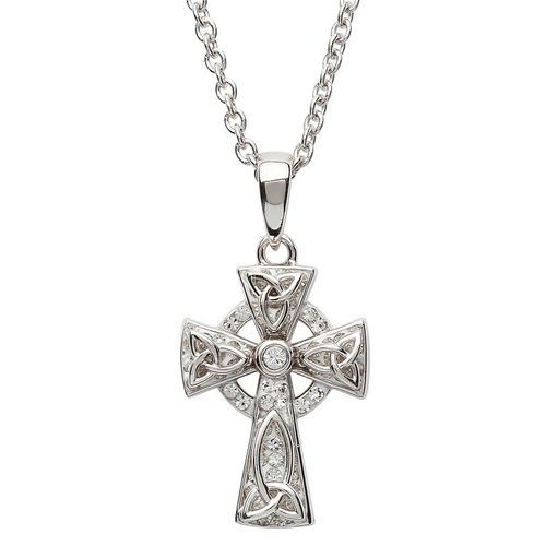 Crystal Celtic Cross with Trinity Knot Pendant ~ ShanOre