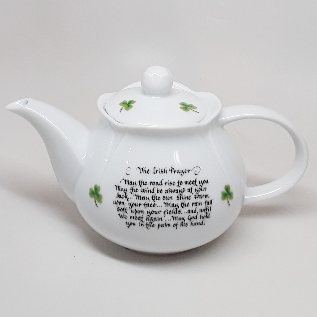 Irish Prayer Small White China Tea Pot