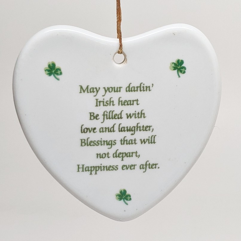 Irish Darlin' Heart Ornament with Shamrocks
